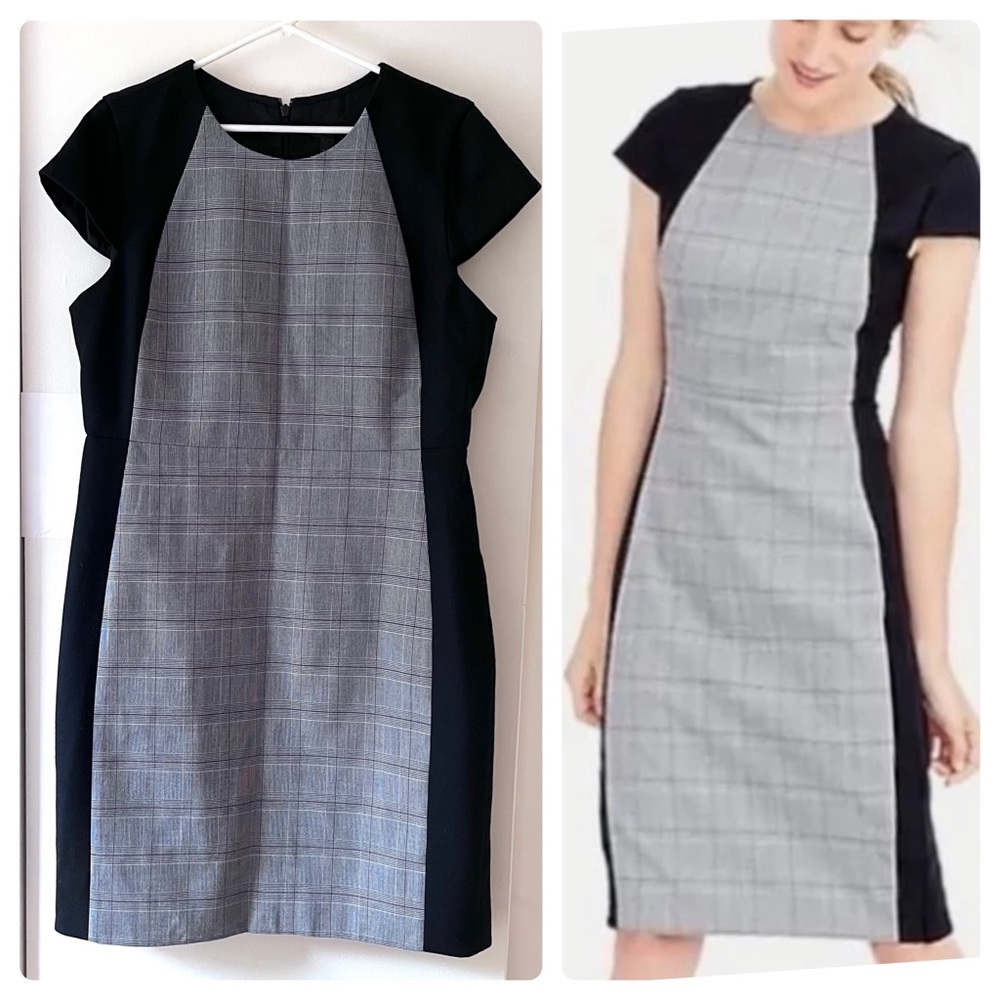 J. Crew Black and Gray Colorblock Dress